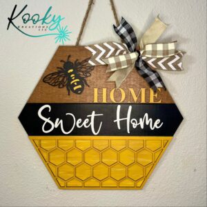 Home Sweet Home Bee Door Hanger | Bee Door Hanger | Beehive Door Hanger | Home Sweet Home Sign | Beehive Door Hanger | Beehive Sign