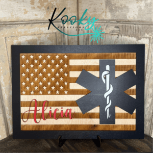 Personalized 10″x14″ EMS/Paramedic American Flag Sign