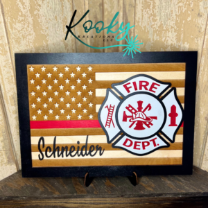 3D Personalized 10"x14" Fire Department American Flag Sign