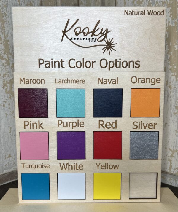 Kooky Kreations, LLC Color Samples