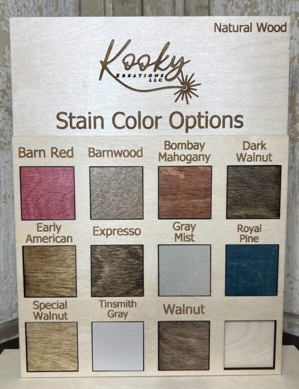 Kooky Kreations, LLC Stain Color Samples